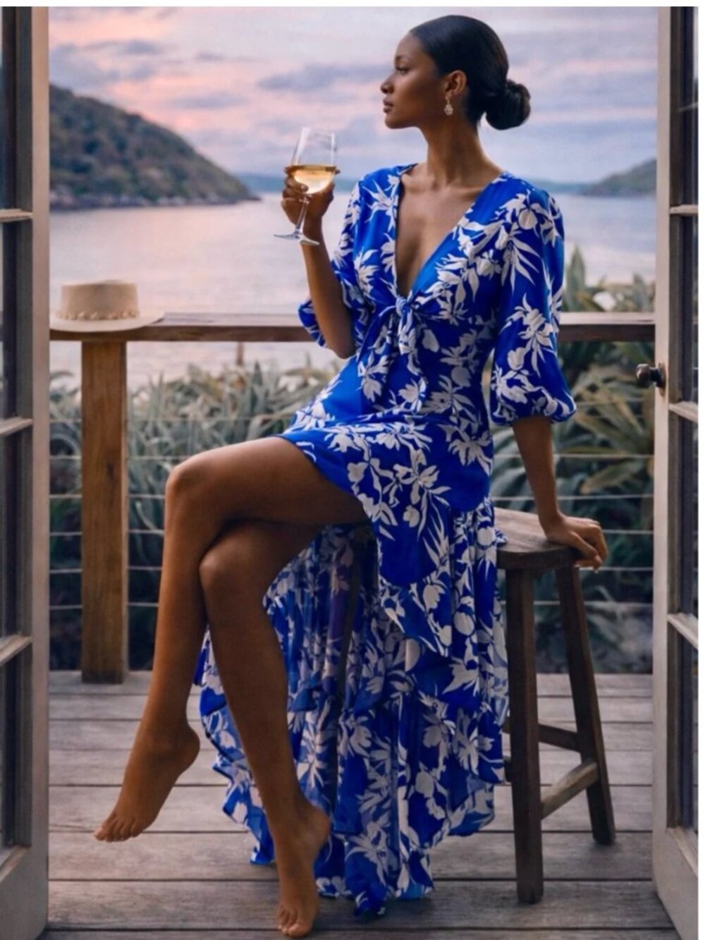 ALEXIS x Target Blue Floral Tie-Front High-Low Dress Size M - Picture 2 of 16